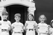 DODSON Left to right: Jace James, Stevie Underwood, Graycee DeSadier, Mattie Claire McBride, Sawyer Boyett. Principal Wendy Miller and Kiwanian Rita James