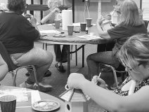 Members at the main branch recently gathered for a creative crafting workshop, taking on a project to design and assemble custom wooden gazebo birdhouses. Participants customized their birdhouses using acrylic paints and applied patterned decorative napki