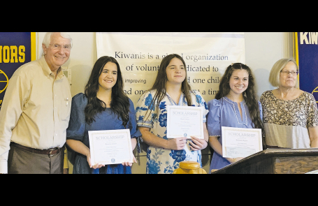 Pictured from left: Lamar Tarver, Madalyn Cotton, Peyton Cotton, Rebekah Dupree, Kiwanis President Mary Lou Blackley.