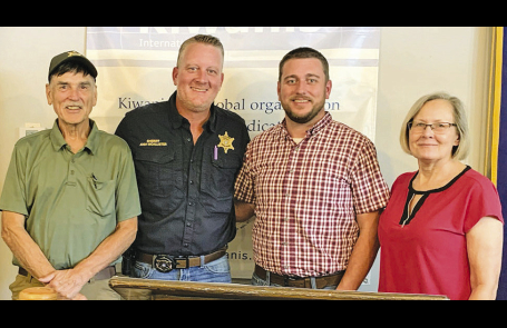Pictured from left: Kiwanis President Mary Lou Blackley, Rev. Brian McAllister (First Baptist Church), Winn Parish Sheriff Josh McAllister, and Kiwanis Vice President Troy Rogers.