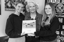 Pictured are Gracie Moore, Kiwanian Rita James, and Blakelyn Busha.