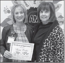 Susan Carter, Counselor at Dodson High School is pictured with Alpha Beta member Dianne Johnson.