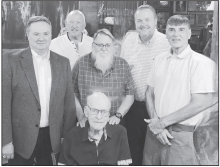 Brother Cass Boone Moss (seated) was presented with a Certificate of Honor from the Grand Lodge of Louisiana F&amp;AM recognizing his 95th birthday and 67 years of service to Eastern Star Lodge No. 151. Presenting and celebrating with Brother Moss at the 