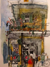 Close up of Emily Higginbotham’s watercolor painting