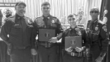 Pictured: Lt Glenn, Officers Joseph Carrithers and Caden Sellers, Chief Carpenter