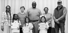 Winnfield Primary School Grade 1 (L-R): Ava Thomas, Perry Smith, Kinlee Higgs. Not present: Jace Sierra, Assistant Principal Resa Johnson, Kiwanian Margaret Coon, Principal Byron King, Kiwanians Ethel Howell and Sheriff Josh McAllister.