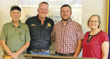 Pictured from left: Kiwanis President Mary Lou Blackley, Rev. Brian McAllister (First Baptist Church), Winn Parish Sheriff Josh McAllister, and Kiwanis Vice President Troy Rogers.
