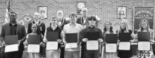 Pictured left to right Joe Lewis, Macey Anderson, Woody Bilyeu, Logan Adams, Rusty Russell, Brady Fallis, Charles Carroll, Asa Walker, Alora Marker, Finlay McManus, and Kirsten Phelps.