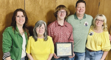 Winner with Campbell family, from left Micki Campbell Batlett, Tenna Campbell, recipient Joseph Wheelus, Patrick Campbell and Pam Campbell.