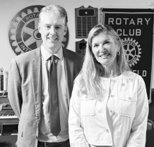 Winnfield Rotarian Jeff Johnson, dean of the Huey P. Long campus, stands with Alexandria Rotarian Dr. Heather Poole, CLTCC chancellor.