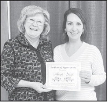 Mandi Wolfe (right), Counselor at Winnfield Middle School is pictured with Alpha Beta President Theresa Hendrix