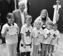 DODSON Left to right: Brooklyn Hall, Luke Kramarczyk, Braxley Tucker, Ridge Seymour, Kristofer Lamkin. Kiwanian: Lamar Tarver, Principal Wendy Miller.