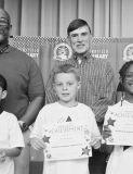 WINNFIELD PRIMARY SCHOOL Grade 3 Left to right: Israel Miranda, Carson Durbin, Moriah Jewitt. Principal Byron King, Kiwanian Troy Rogers, Assistant Principal Resa Johnson.