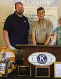 Left to right: Guest Jeremy Brister, Troy Rogers, President of Winn Genealogical and Historical Association, Kiwanis President Mary Lou Blackley.